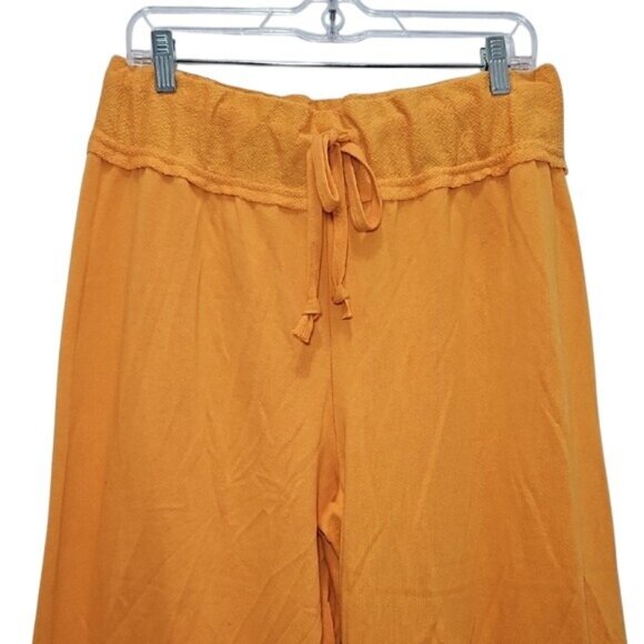 Free People Beach Wide Leg Cropped Flowy Fleece Pants Large New Flowy Lounge - Picture 2 of 8